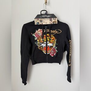 Ed Hardy Black Tiger Hoodie and shorts two piece matching set